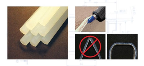 Engineered Glue Sticks. STIXX™ S-106 glue sticks works great at sealing cut carpet edges before the carpet seams. 